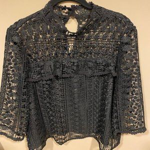 Black Lace Holiday Blouse Size M